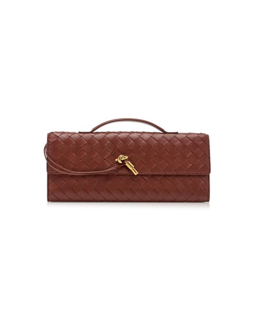 Bottega Veneta Red Andiamo Intrecciato Leather E/W Clutch