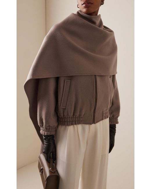 AYA MUSE Brown Tuli Wool-Blend Scarf Jacket