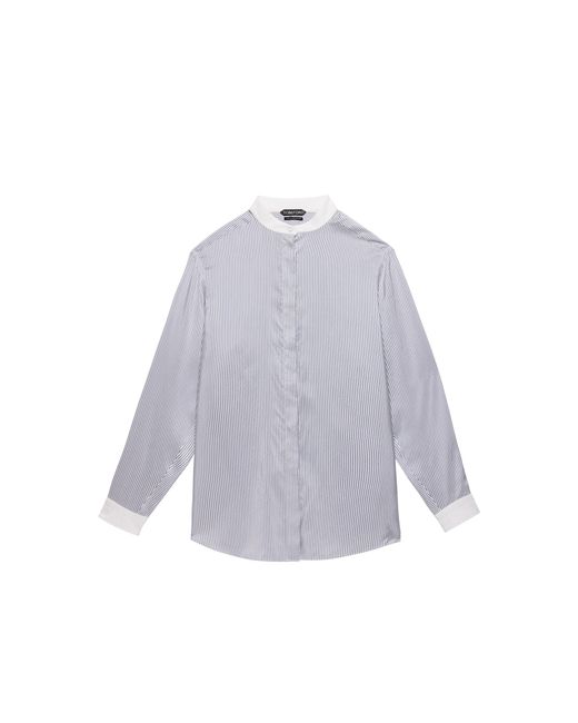 Tom Ford White Long Sleeve Striped Silk Shirt