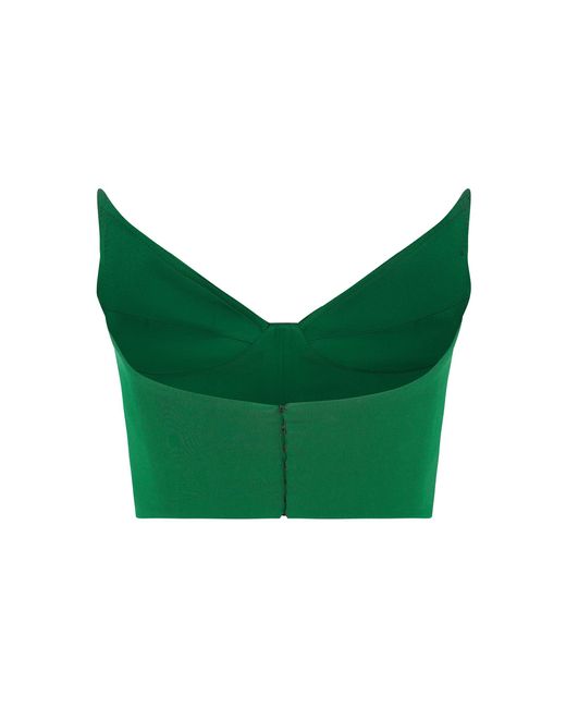 Alex Perry Green Strapless Bustier Satin Crepe Crop Top