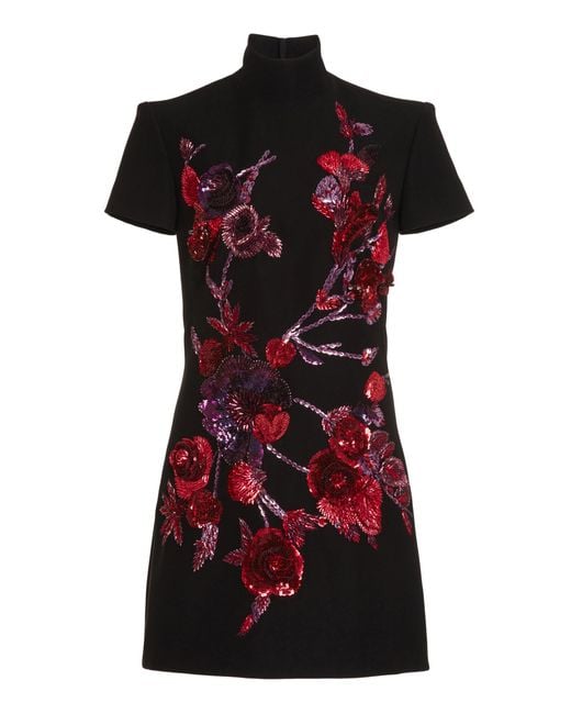 Zuhair Murad Red High Neck Beaded Cady Mini Dress