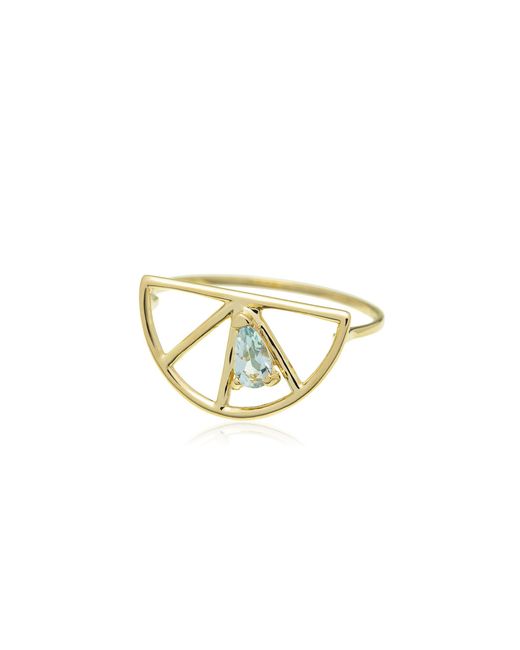 Aliita Metallic Media Naranja 9K Gota Aquamarine Ring
