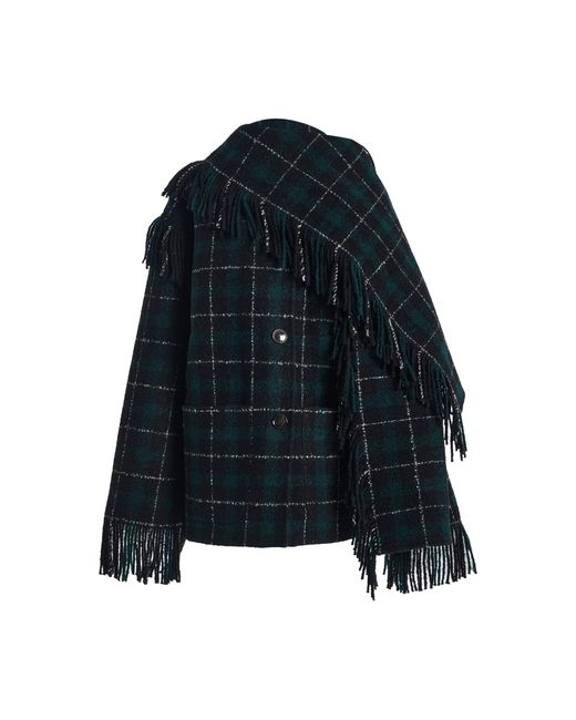 Totême Blue Fringed Scarf Wool-blend Jacket