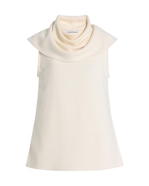 Another Tomorrow Natural Draped Crepe Top