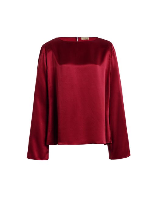 Comme Si Red Bell Sleeve Silk Top