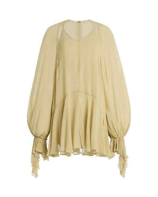 De La Vali Yellow Terran Georgette Mini Dress