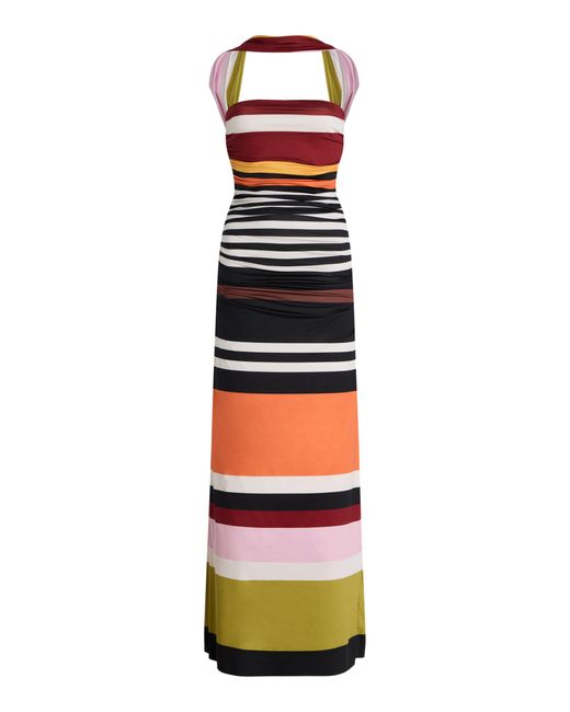 Cala De La Cruz Multicolor Ornella Ruched Jersey Maxi Dress