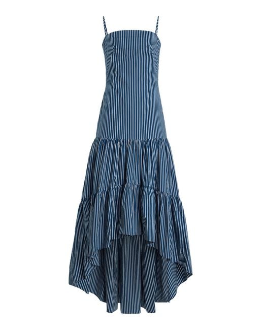 ANDRES OTALORA Blue Exclusive Colonial Striped Cotton-poplin Maxi Dress