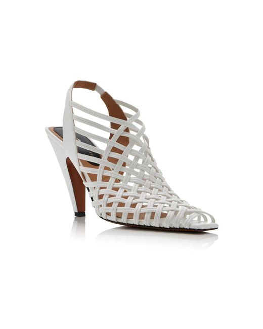 Stella McCartney White Spur Woven Vegan-Leather Pumps