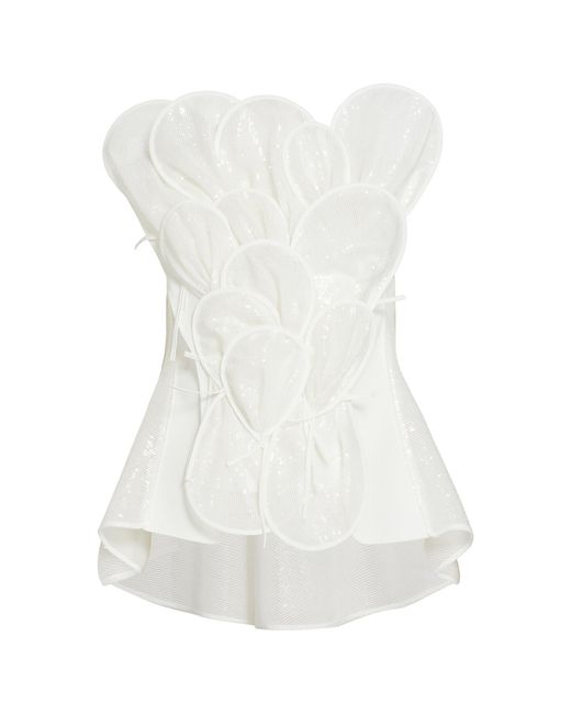 Maticevski White Luminescent Sequined Blouse