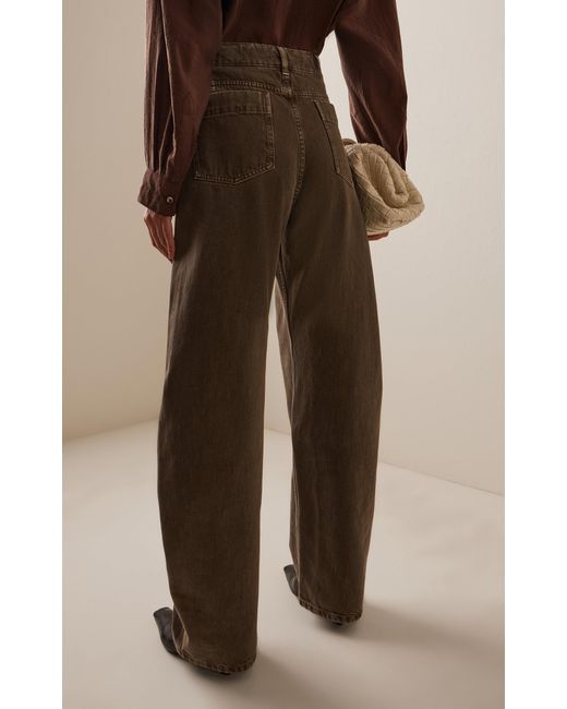 Lemaire Brown High-Rise Cotton Curved Pants