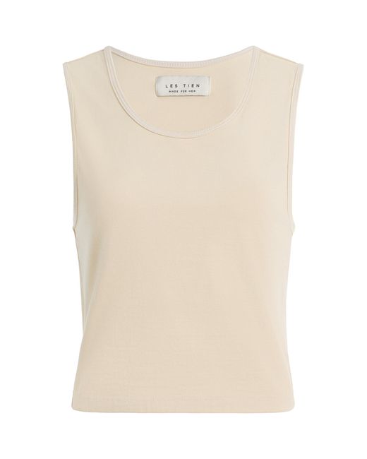 Les Tien Natural Talya Cropped Cotton-Modal Tank Top