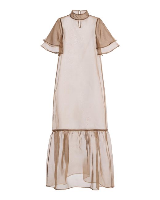 Kamperett Natural Exclusive Barre Silk Organza Maxi Dress