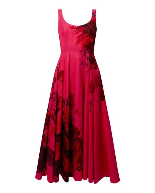 Erdem Red Floral Cotton Maxi Dress