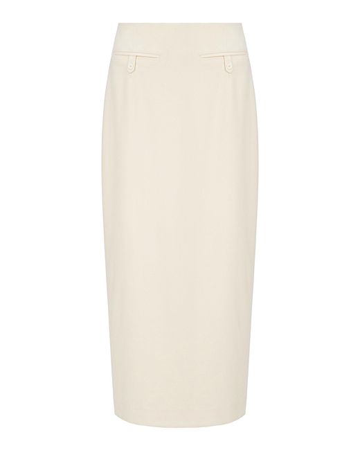 Staud White Smith Crepe Midi Skirt