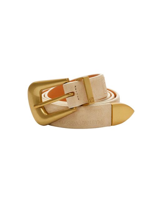 Magda Butrym White Cream Suede Belt