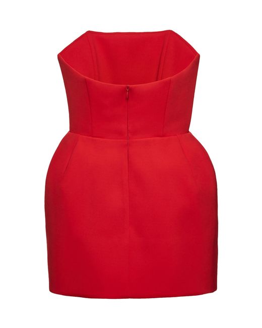 Magda Butrym Red Sculpted Strapless Mini Dress
