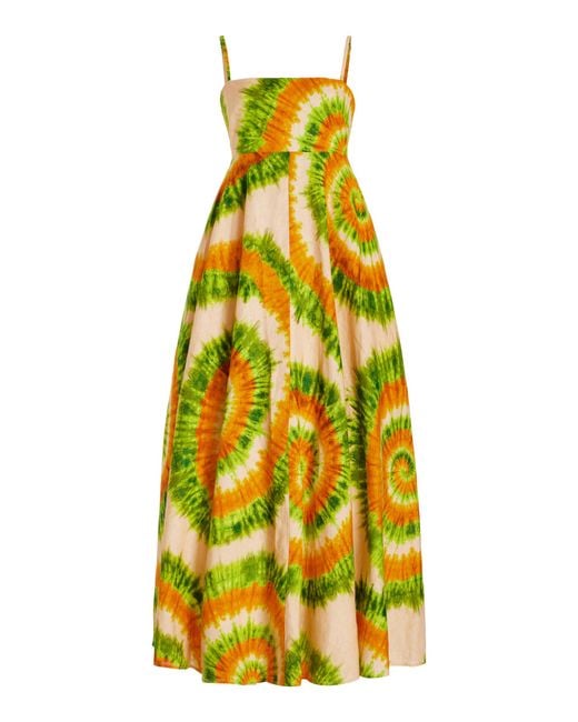ALÉMAIS Yellow Exclusive Sun Shack Tie-dyed Woven Maxi Dress