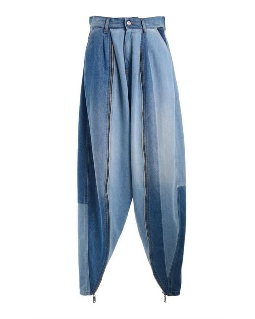 Coperni Blue Denim Patchwork Sarouel Pants