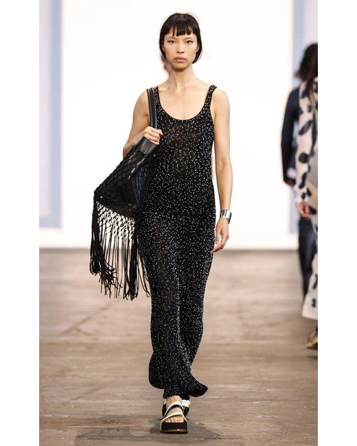 Gabriela Hearst Black Floris Beaded Knit Silk Maxi Skirt