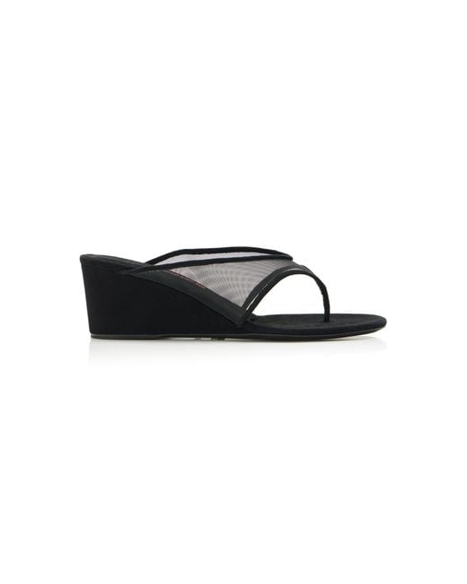 LUCASHEVA Black Audokia Mesh Wedge Sandals