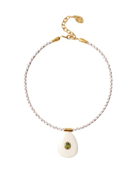 Chan Luu Metallic Pebble Peridot Necklace