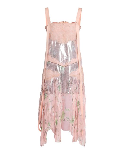 Erdem Pink Lace-Detailed Midi Dress