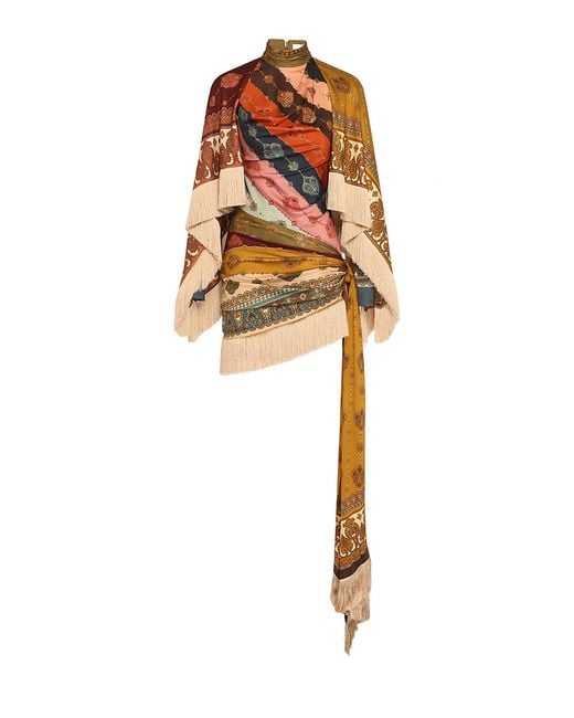Zimmermann Orange Valiant Fringed Silk Mini Dress