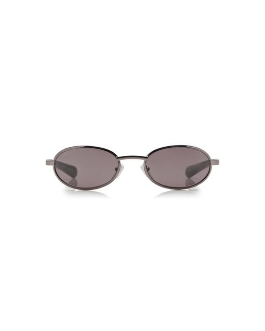 Gucci Gray Oval-frame Metal Sunglasses
