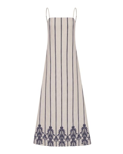 ANDRES OTALORA White Navegante Embroidered Linen Maxi Dress