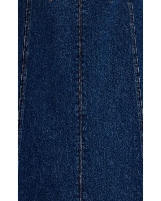 Oscar de la Renta Blue Exclusive Hardware-detailed Bustier Denim Midi Dress
