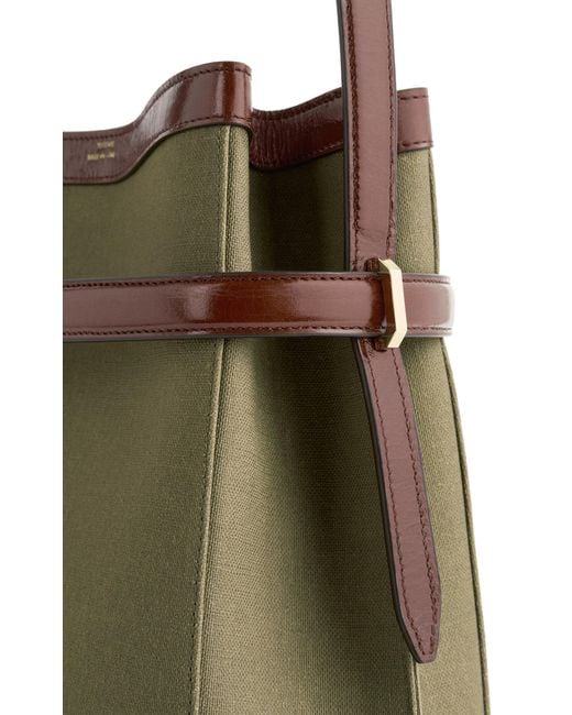 Totême  Green Belted Leather-trimmed Canvas Bucket Bag