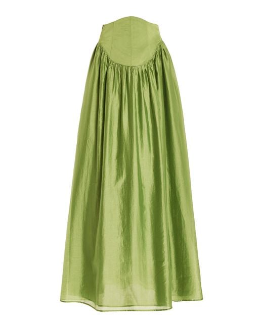 ANDREA IYAMAH Green Pado Corset-embellished Maxi Skirt