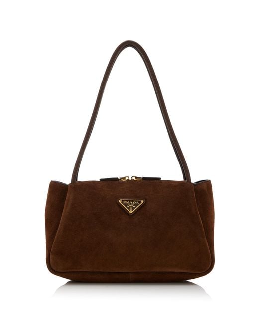 Prada Brown Medium Suede Shoulder Bag