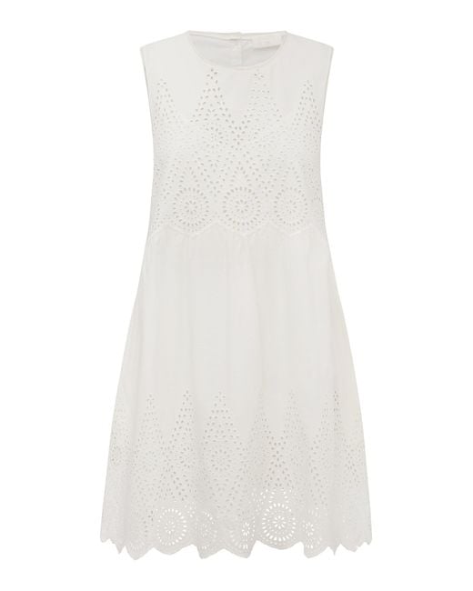 Posse White Louisa Broderie Anglaise Cotton Mini Dress