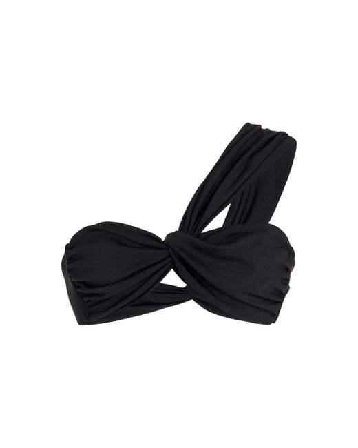 AEXAE Black Ruched One-shoulder Bikini Top