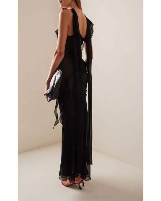 Siedres Exclusive Monica Ruffled Maxi Dress in Black | Lyst