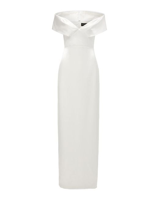 Brandon Maxwell White Off-the-shoulder Silk Gown