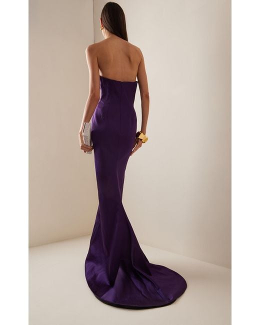 LAQUAN SMITH Purple Satin Column Gown