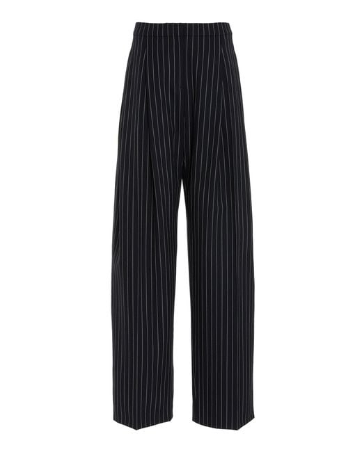 Carolina Herrera Black Pinstripe Stretch-wool Pants