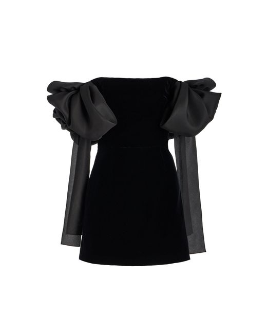 Carolina Herrera Black Off-the-shoulder Stretch-velvet Mini Dress