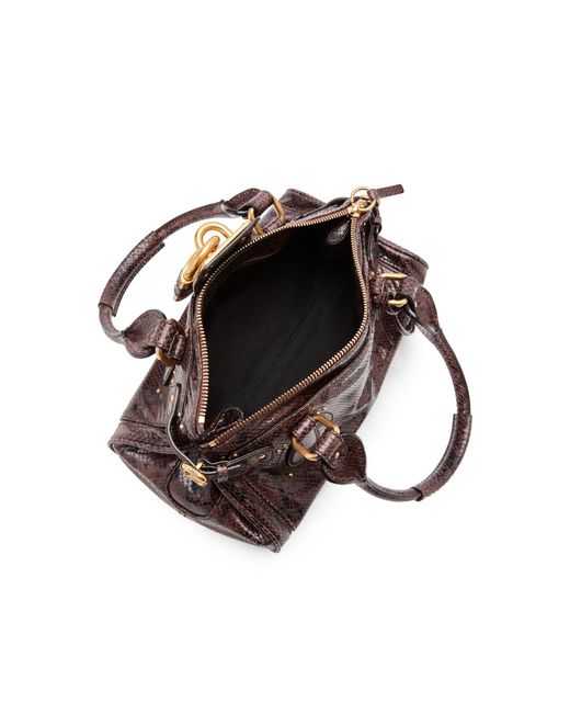 Chloé Brown Paddington Python-Embossed Leather Shoulder Bag
