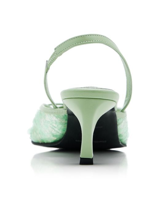 Reike Nen Green Nabi Bow-detailed Sequined-mesh Slingback Sandals