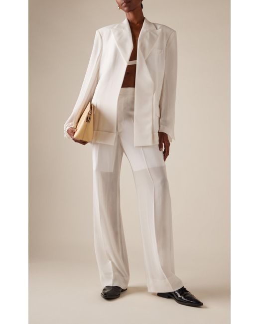 Victoria Beckham White Tailored Wool-blend Blazer