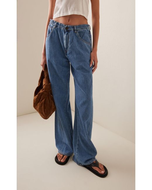 DARKPARK Blue Iris Paperbag-waist Rigid Wide-leg Jeans
