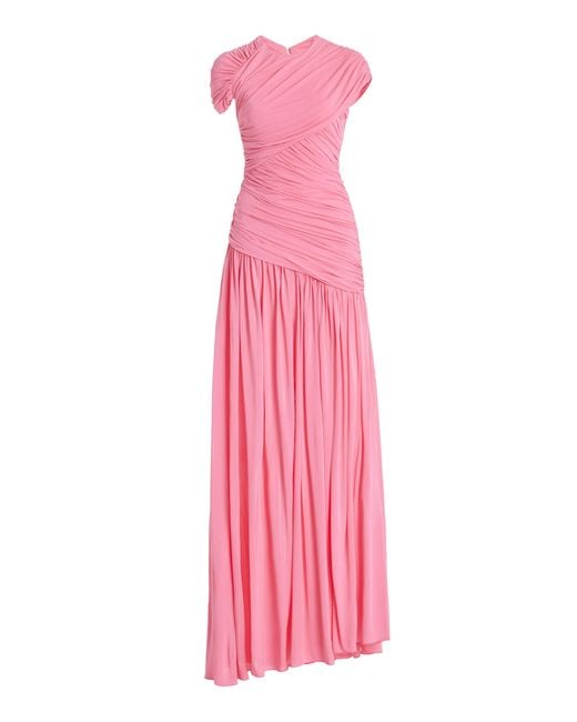 Monique Lhuillier Pink Draped Crepe-jersey Gown