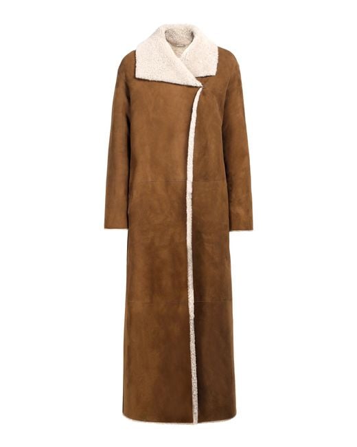 Nour Hammour Brown Birthday Shearling-trimmed Leather Coat