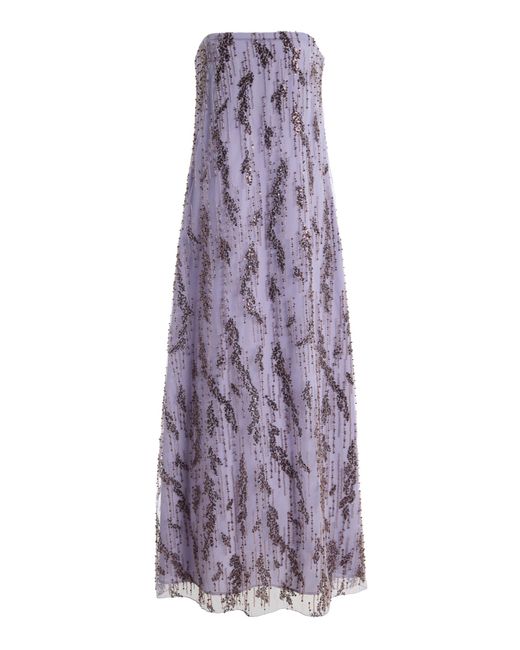 Staud Purple Cassie Embellished Chiffon Maxi Dress