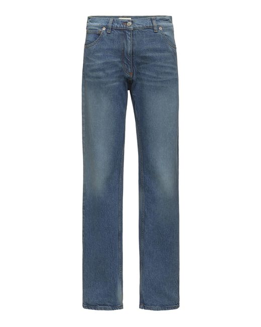 Magda Butrym Blue Washed Cotton Denim Jeans