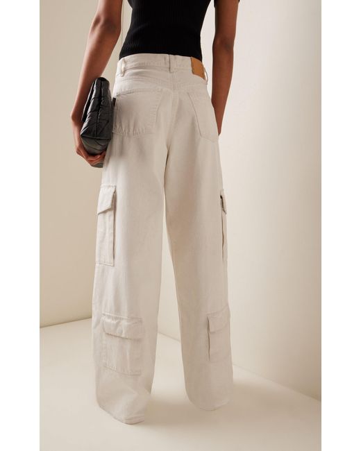 Haikure White Bethany Rigid Drop-rise Wide-leg Cargo Jeans